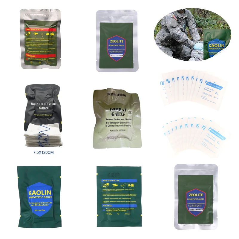 

Медицинская раневая повязка, Гемостатическая каолиновая марля, Боевая аварийная травма, Z-Fold растворимая для Тактической Военной первой помощи