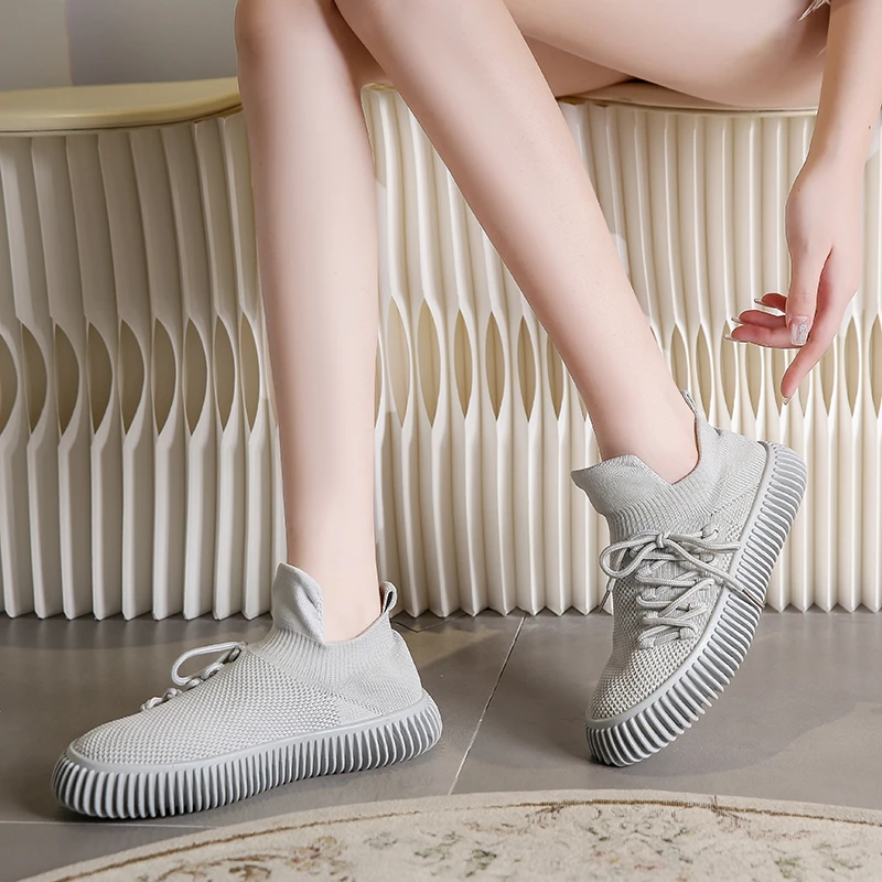 Women Casual Sneakers Pump Shoes for Women Knitted Shoes Round Toe
