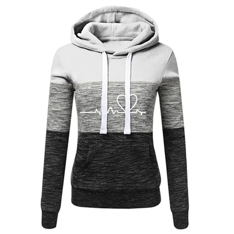 Autumn Winter Warm Women's Fleece Long Sleeve Hoodie Fashion Slim Fit Sweatshirt Ladies Casual Color Matching Outdoors Pullover 5