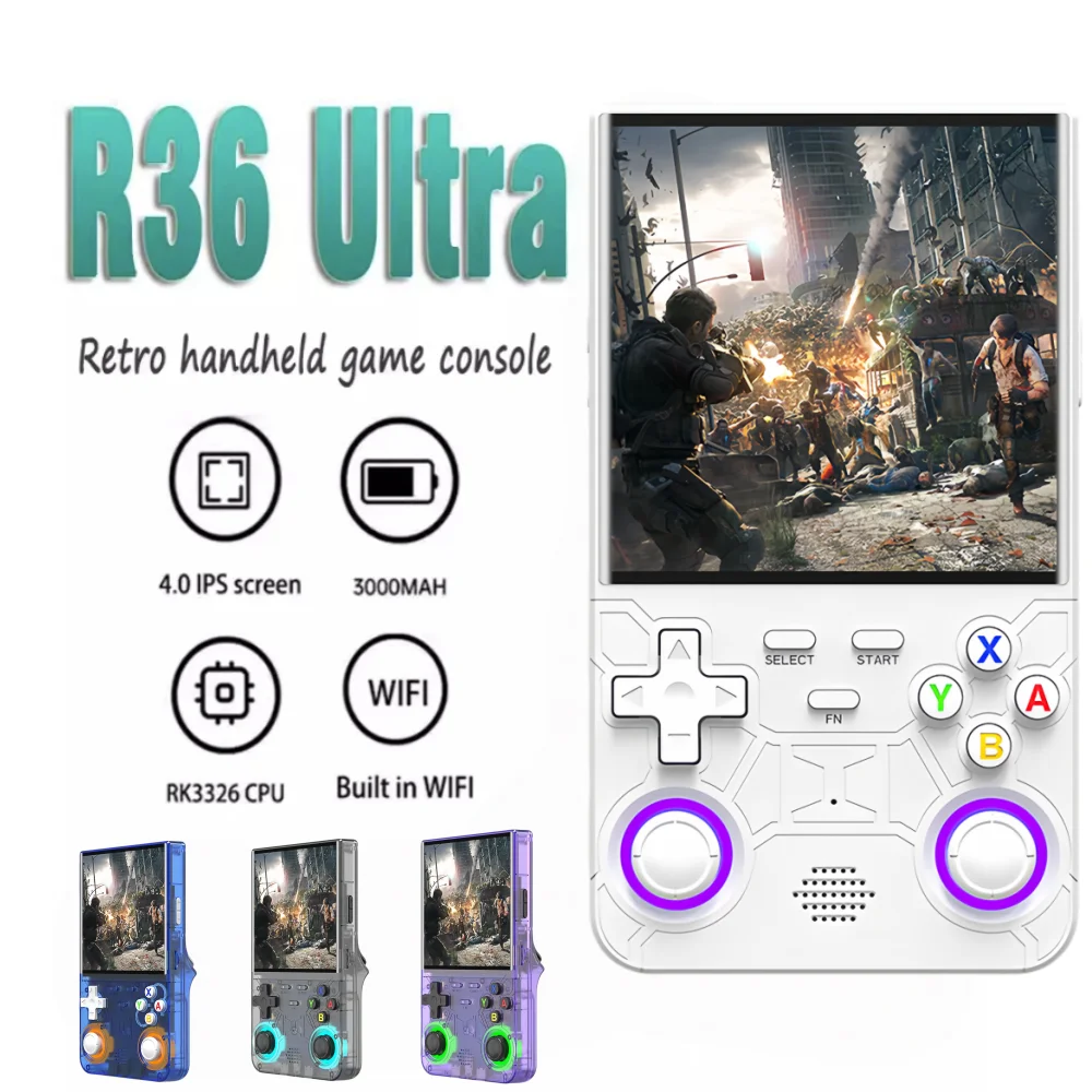 R36 Ultra Handheld Retro Video Game Console IPS Screen 128GB Preloaded Games Portable Pocket Player with Linux System