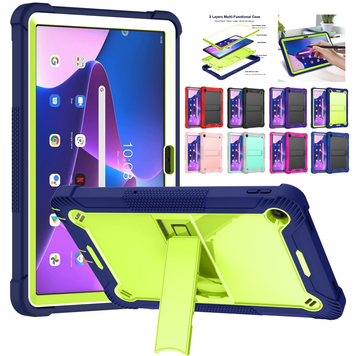 

Armor Stand Case For Samsung Galaxy Tab S7 S8 S9 11inch SM-X700 X710 A8 10.5 SM-X200 X205 A7 Lite 8.7 T220 S6 Lite 10.4 A7 Cover