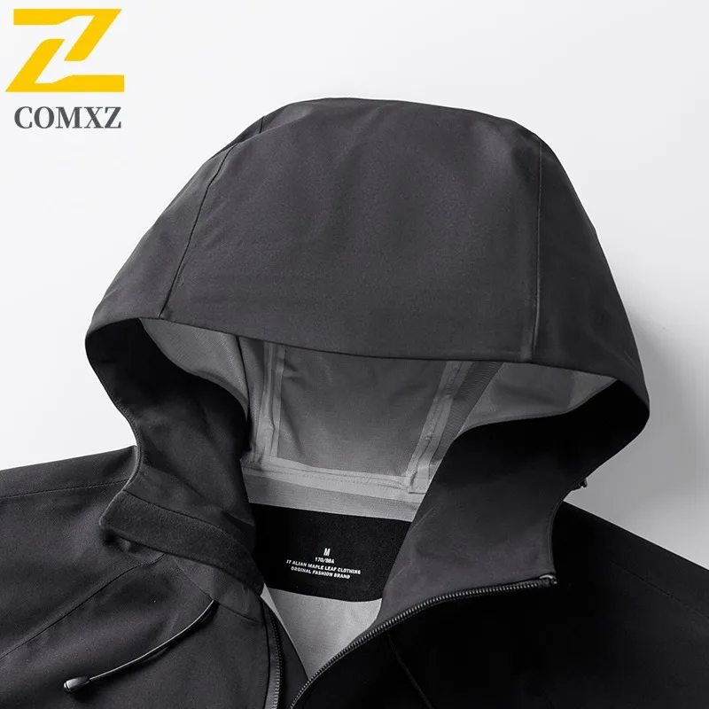 COMXZ Mens Jacket Casual Hooded Hiking Travel Lightweight Motorcycle Coat 2025 Fashion Daily Style Comfortable Autumn Coat