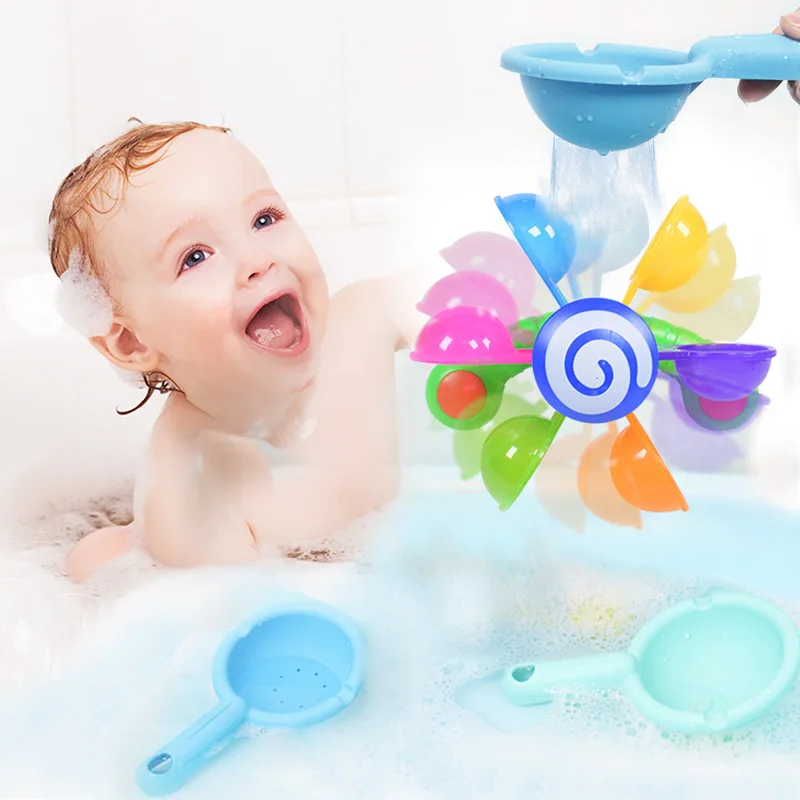 

Baby Bath Toys Colorful Waterwheel Bathing Sucker Bathtub Water Spray Play Set Shower Sprinkler Toy For Kids Toddler Children