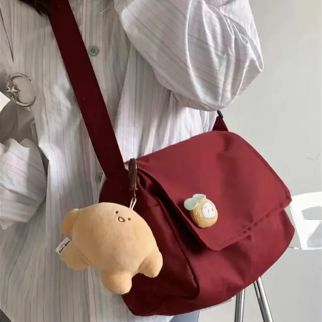 Xiuya Vintage Shoulder Bag for Women Red Japanese Fashion Casual Messenger Bag Nylon Large Capacity College Style Female Handbag 1