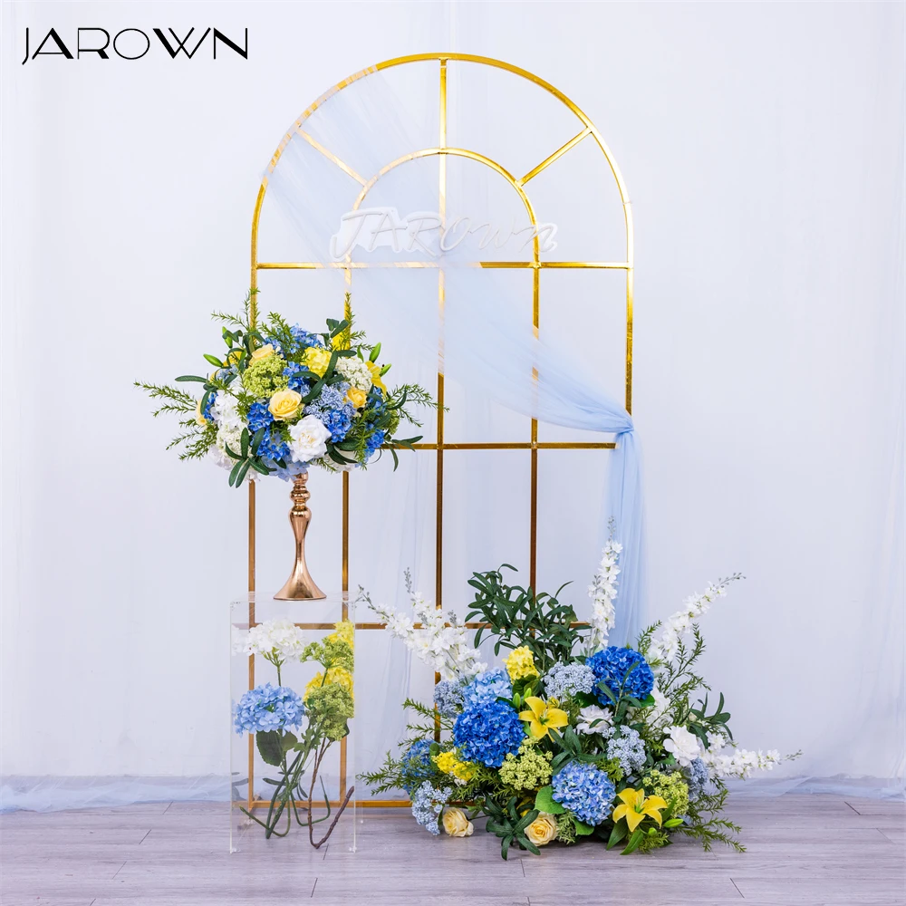 Decoración del hogar serie Azul amarillo, Hortensia, lirio, verde, arreglo  Floral para evento de boda, decoración de fondo, centros de mesa -  AliExpress, image size:1000x1000