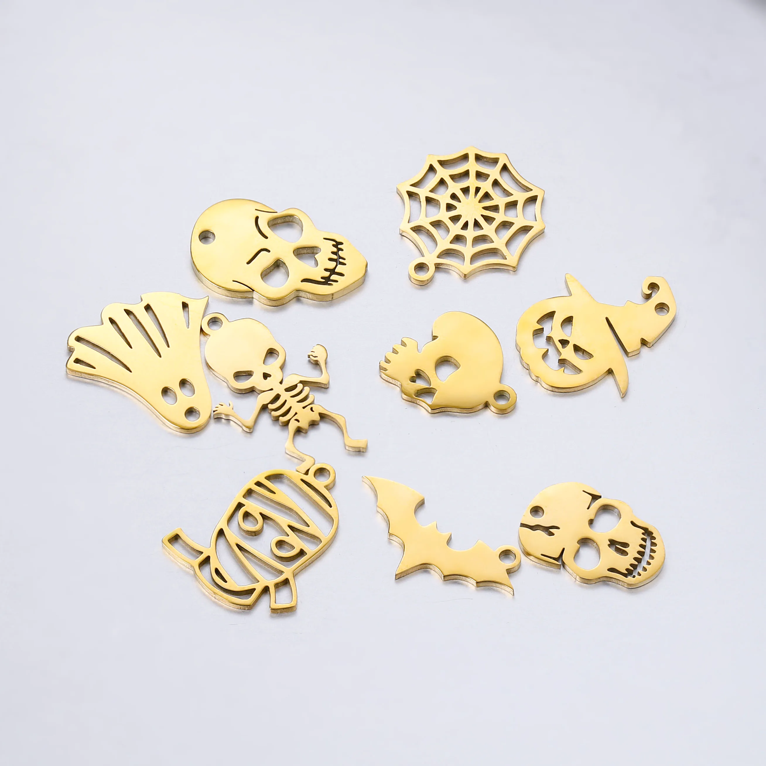 5 teile/los Halloween Geist & Schädel & Spinnennetz & Jack-o-Laterne Edelstahl Charms Anhänger DIY Armband Ohrringe schmuck Großhandel – Detail 16