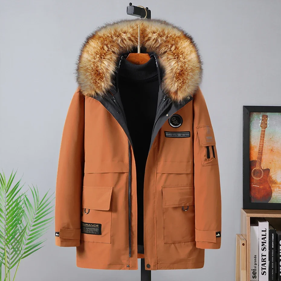 2024 Winter Jacket Men's Plus Size Parkas Fur Collar Coat 9XL 10XL Padded Down Jacket Thicken Warm Long Hooded Jackets Outerwear 3