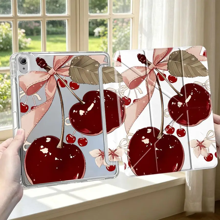 Red Lovely Cherry Tablet Case with Pen Slot Cover