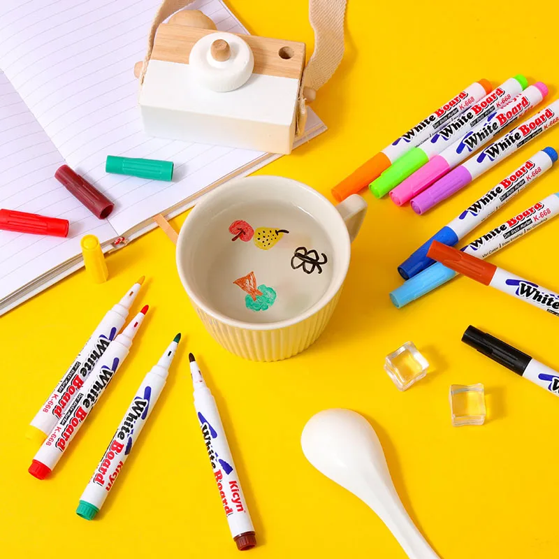 Stylos de peinture à l'eau magiques pour enfants, stylos à encre flottante  magiques avec cuillère, marqueur de tableau blanc effaçable à sec meilleur  cadeau