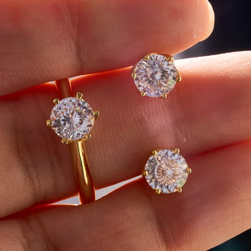 JoyceJelly 1캐럿 Moissanite 쥬얼리 세트 여성용 스털링 S 골드 도금 목걸이 귀걸이 반지 GRA 인증 결혼식