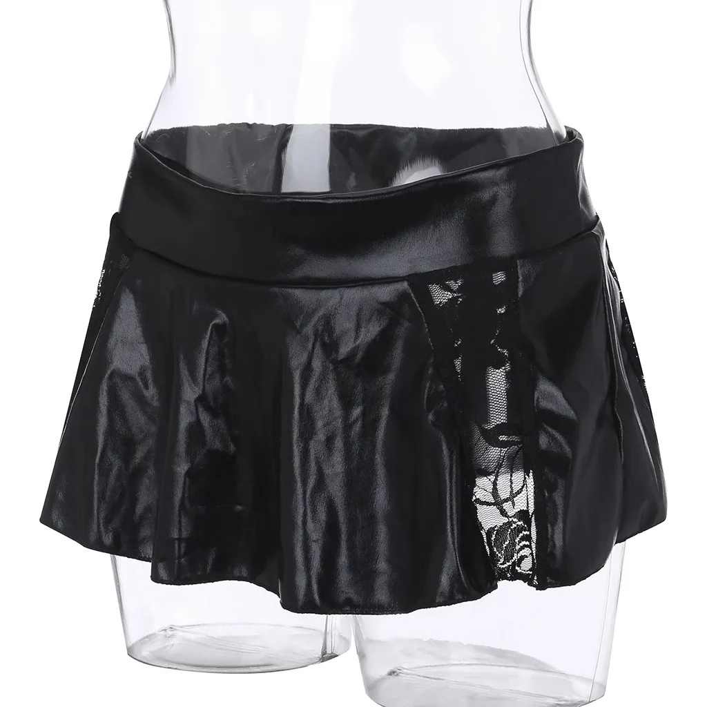 Fashion Clubwear Look Sexy Underwear Women Sexy Miniskirt Lace Lingerie Leather