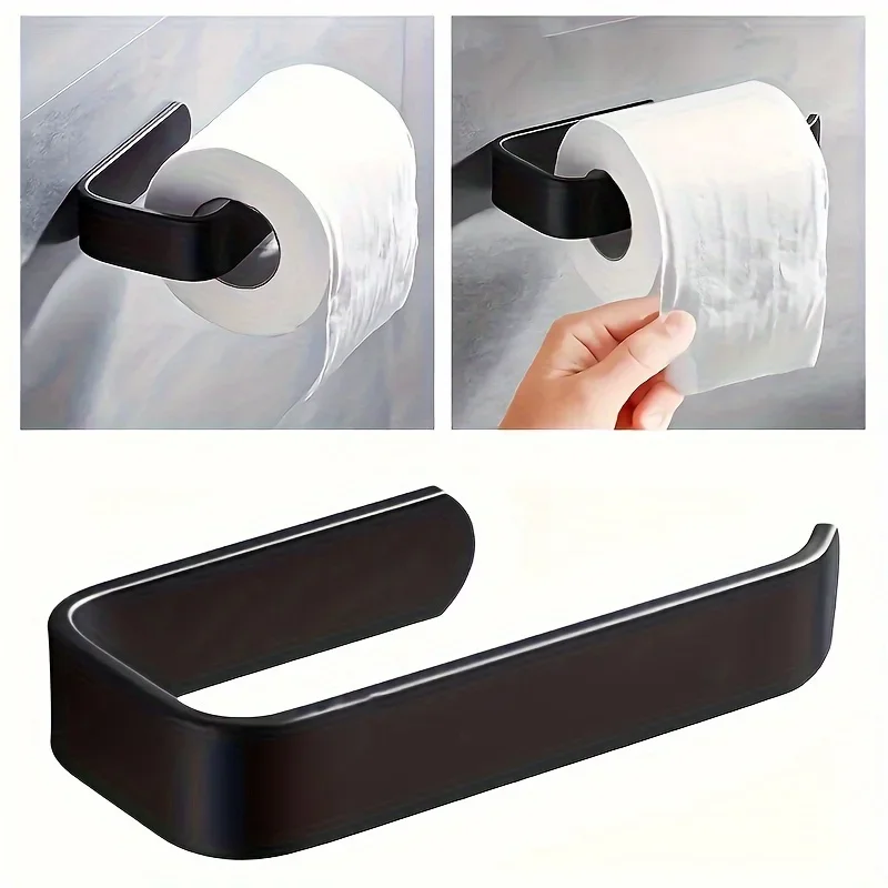 Self-adhesive Wall Mounted Towel Rack Bathroom Towels Holder Hanger Without Punching Toilet Paper Holder