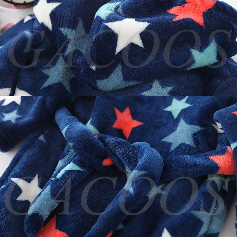 Child Bathrobe Kids Robe Long Sleeve Hooded Children Bathrobe Cartoon Bear Panda Deer Spring Autumn Boy Girl