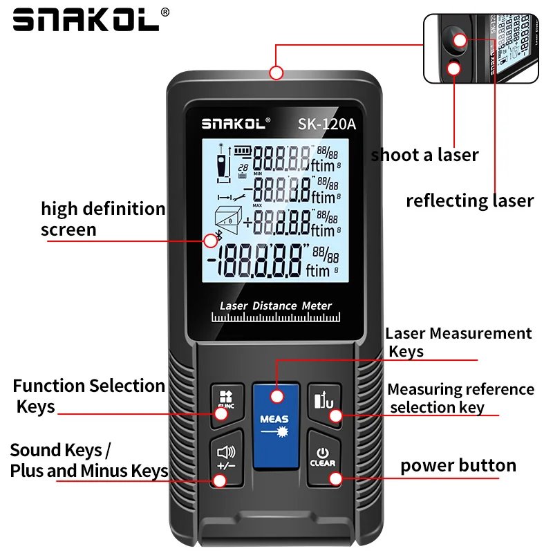 SNAKOL Distance Meter 40m/50m/70m/100m/120m Laser Rangefinder Tape Range Finder Measure Device Tools Digital Ruler Test Tool laser rangefinder distance meter laser tape measure tape measure digital tape measure