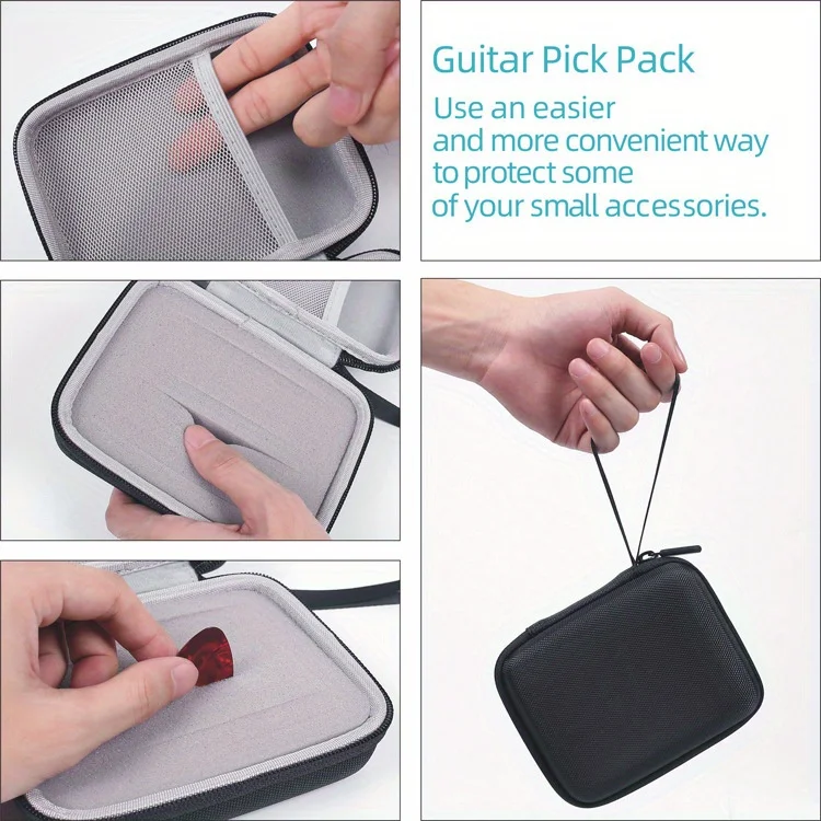 Sac Pour Médiators Guitare En Cuir Synthétique - Porte-clés Inclus - Accessoire Rangement Pratique Pour Guitaristes