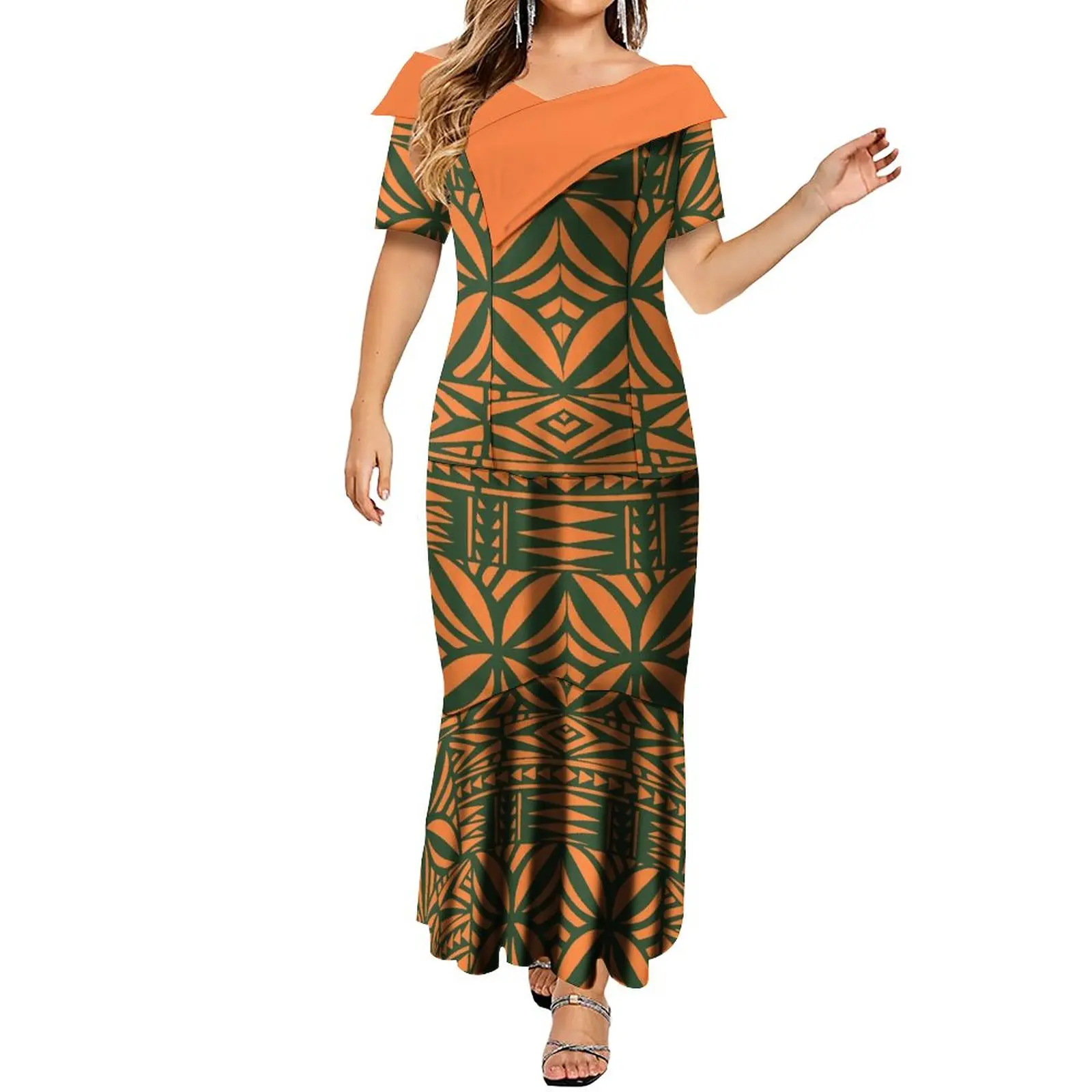 

Women'S Dress Pletasi Dress Polynesian Tribe Design Women'S Fishtail Dress Two-Piece Set Free Shipping