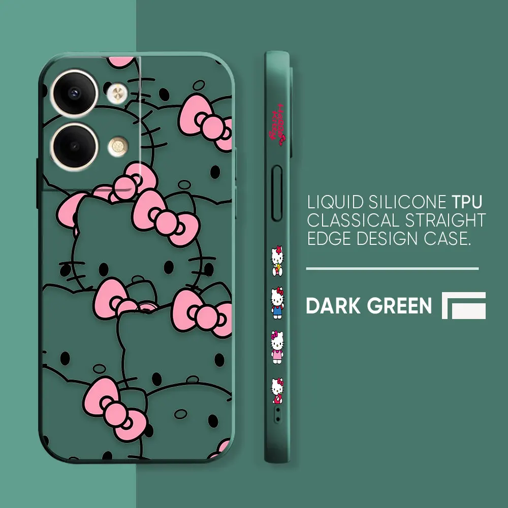 thumbnail image 1 of Case For OPPO RENO 10 8 8T 7 6 5 4 3 LITE 5G PRO PLUS Colour Simple Liquid Silicone Case Cover Funda Pink Hello K-Kitty, 1 of 5