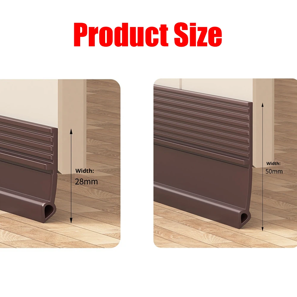 1M Self-Adhesive Windproof Door Bottom Seal Strip Double Dustproof Free-Cutting TPE 4 Colors Under Door Weatherstrip