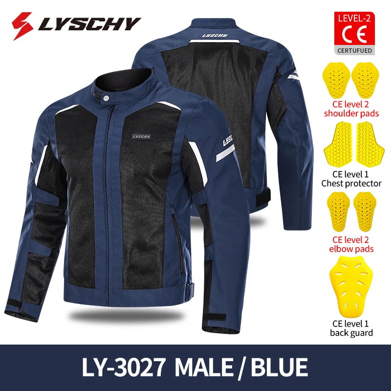 LYSCHY 남성용 여름 통기성 메쉬 라이딩 탑 천, 낙하 방지 모토크로스 사이클링 재킷, CE1/2 오토바이 보호 기어, 남아용 신제품