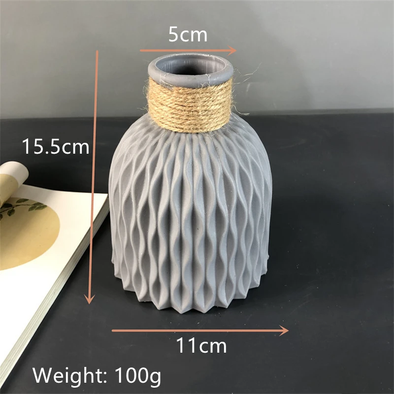 Modern Flower Vase Imitation Ceramic Flower Pot Decoration Home Plastic Vase Flower Arrangement Nordic Style Home Decoration