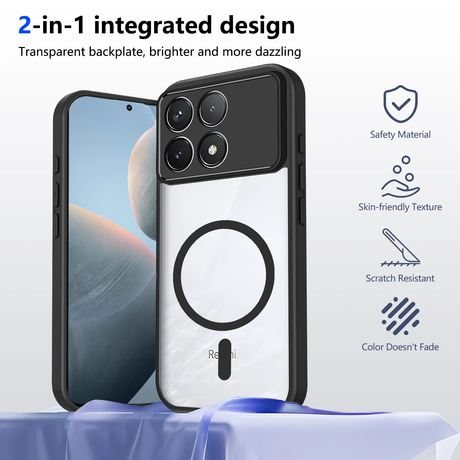 Luxury Magnetic Wireless Charging Clear Shockproof Phone Case