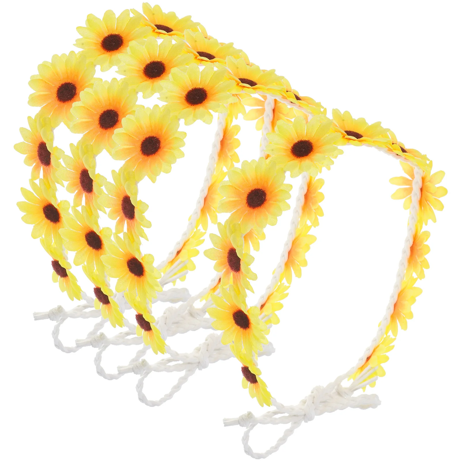 

4 Pcs Sunflower Hair Rope 70s Accessories Women Ties The Flowers Bands Festival Headband Cloth Headdress Miss Tiara