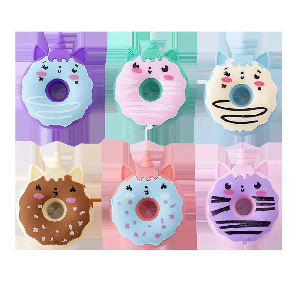4 Pcs Cute Kawaii Unicorn Donut Rubber Eraser Creative Erasers School Supplies Stationery Kids Students Cool Prizes
