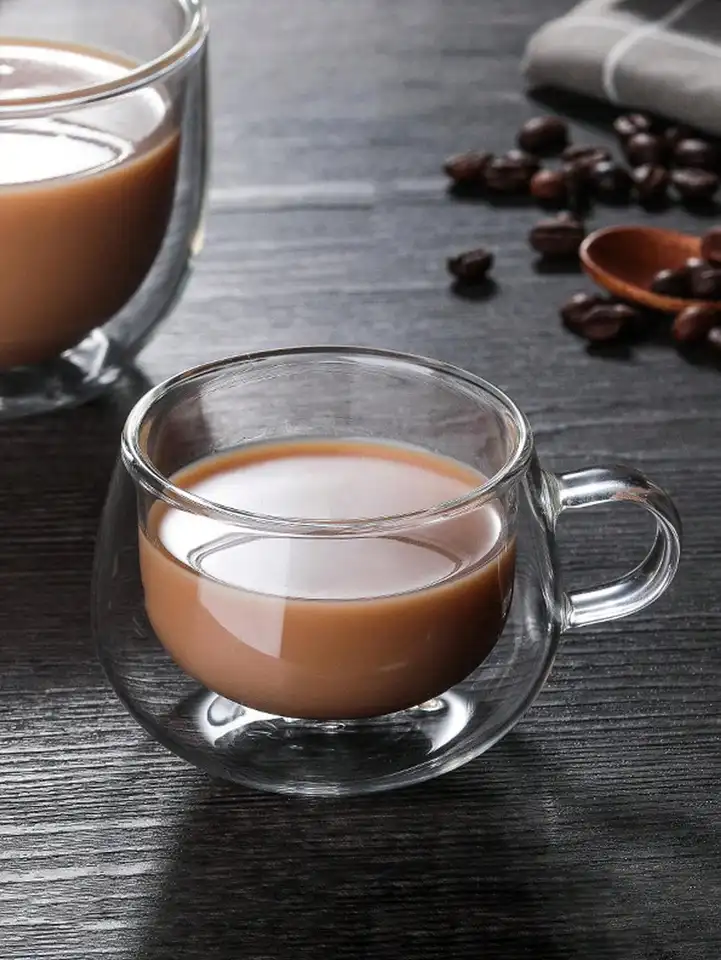 Set 2 Bicchieri In Vetro A Doppia Parete 400 Ml Per Caffè - Latte Macchiato E Cappuccino