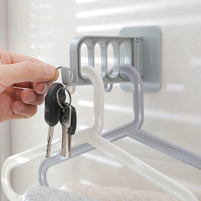 Indoor Self Adhesive Laundry Hanger Drying Rotatable Hook Stand Home Organizer Portable Wall Stick Clothes Hanger Storage Rack 3