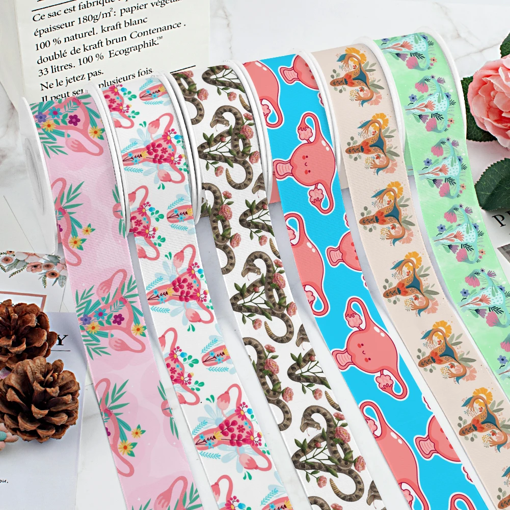 

Атласная лента с рисунком матки и яичницы, с принтом, в обтяжку, для упаковки подарков, аксессуар для волос, 50 ярдов