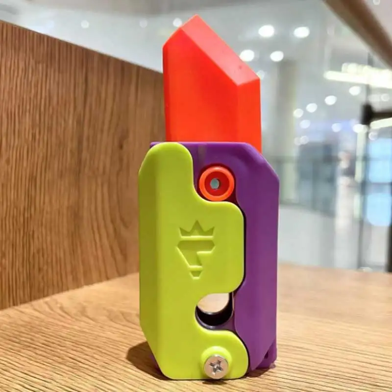 carrot knife toy 3D Luminous Carrot Knife Pushcart Small Toys Stress Reducing Toys Gravity Flip Carrot Knife Safe Stress Reducing Pocket
