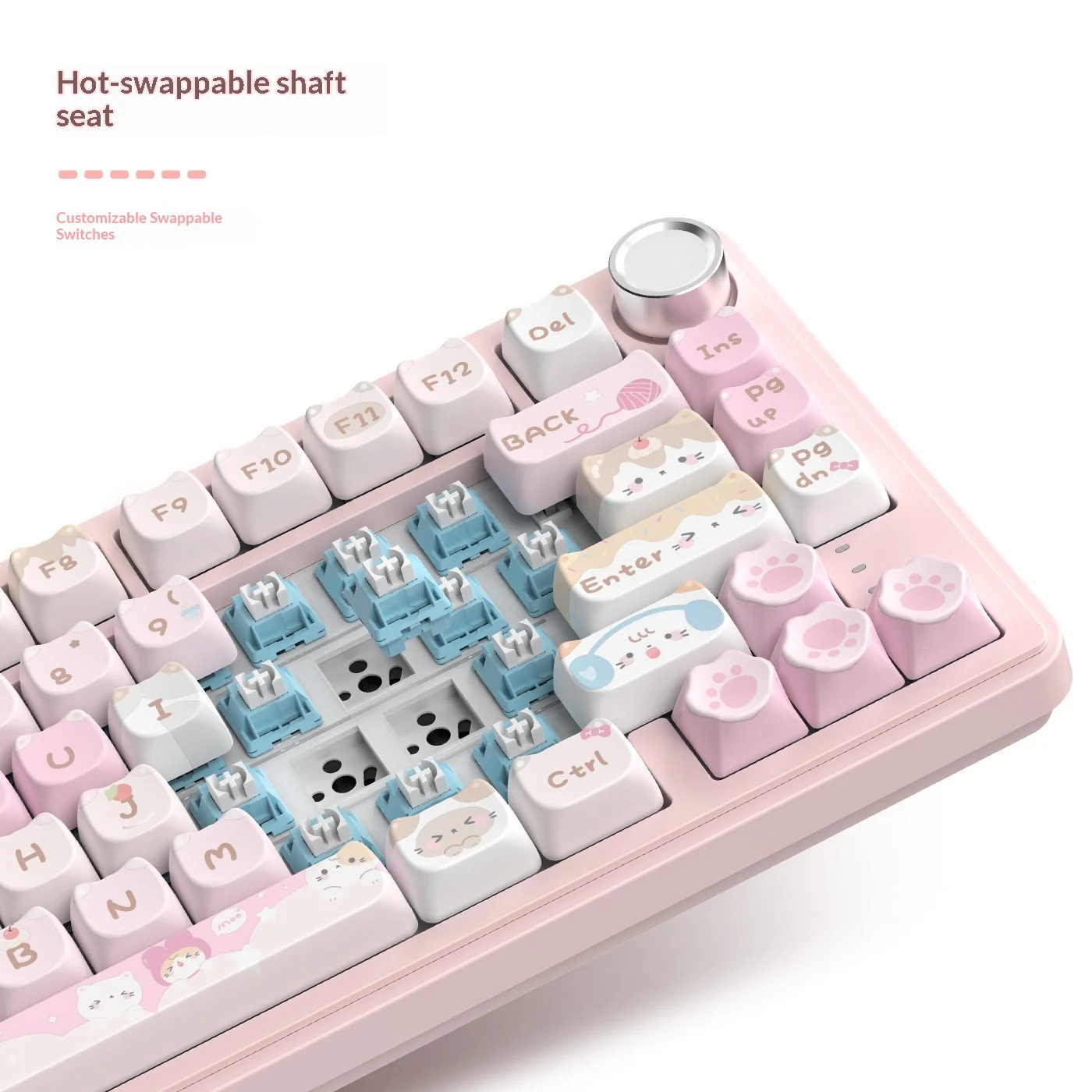 SUMREDA M75 핑크 귀여운 무선 기계식 키보드 게이밍 75% 블루투스 2.4G 유선 RGB 핫스왑 게이머 비접촉식 키보드