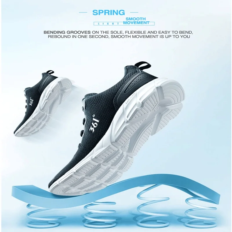 361 Degrees Men Running Sports Shoes Mesh Breathable Casual Shock