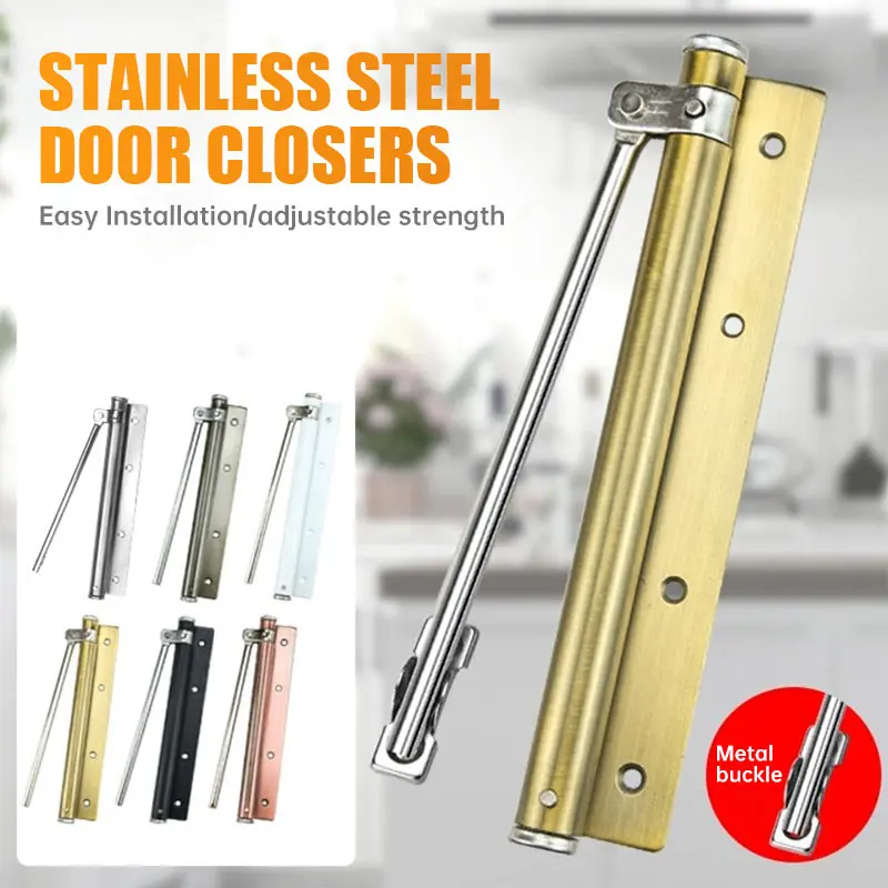 Adjustable Door Closers Surface Mounted Automatic Stainless Steel Spring Closing Door Closer Fire Rated Stopper Hardware door stopper door closer