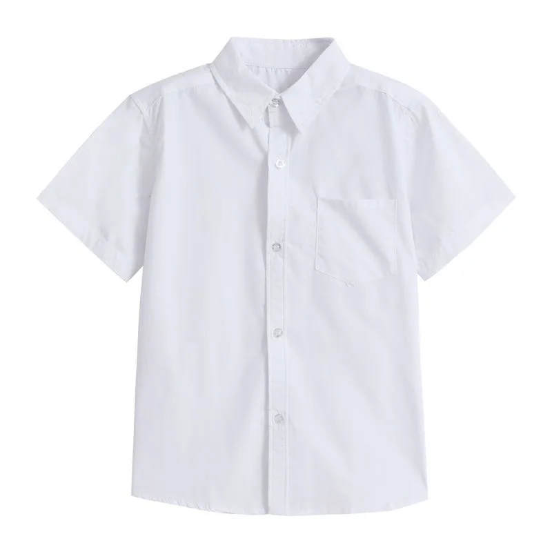 Baby Toddler Teenage Clothes School Uniform Shirts White Long Sleeve Short Sleeve Turn-down Collar Kids Shirt Children Tops kids shirts