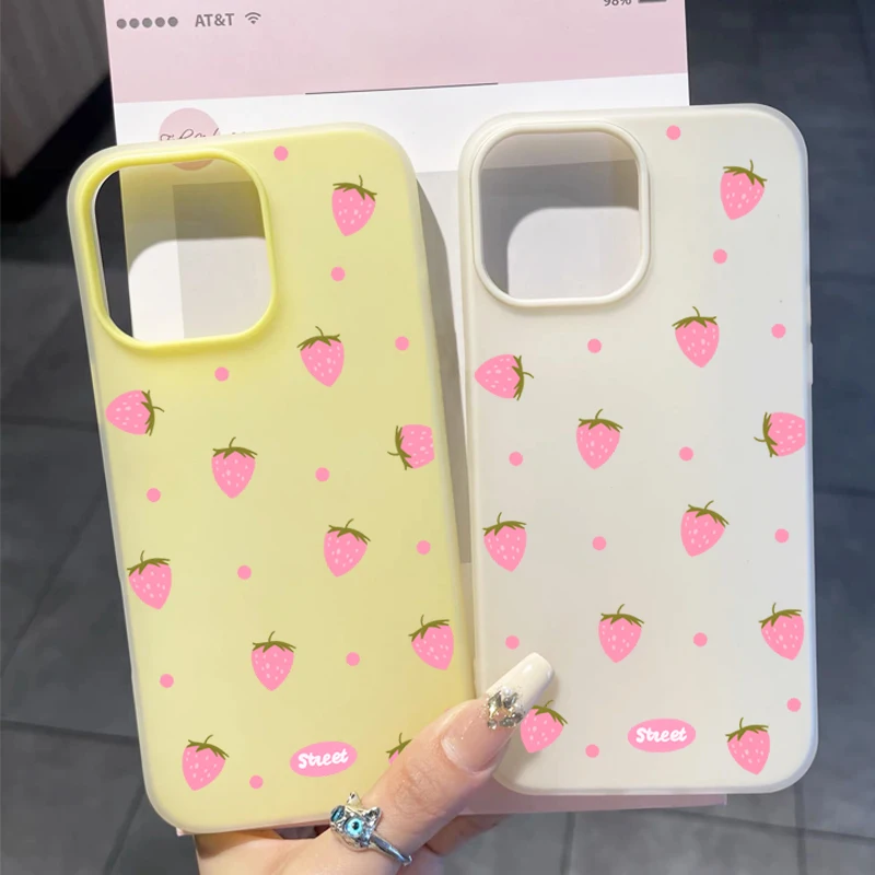 Chic Sweet Pink Strawberry Pattern Phone Case Cover