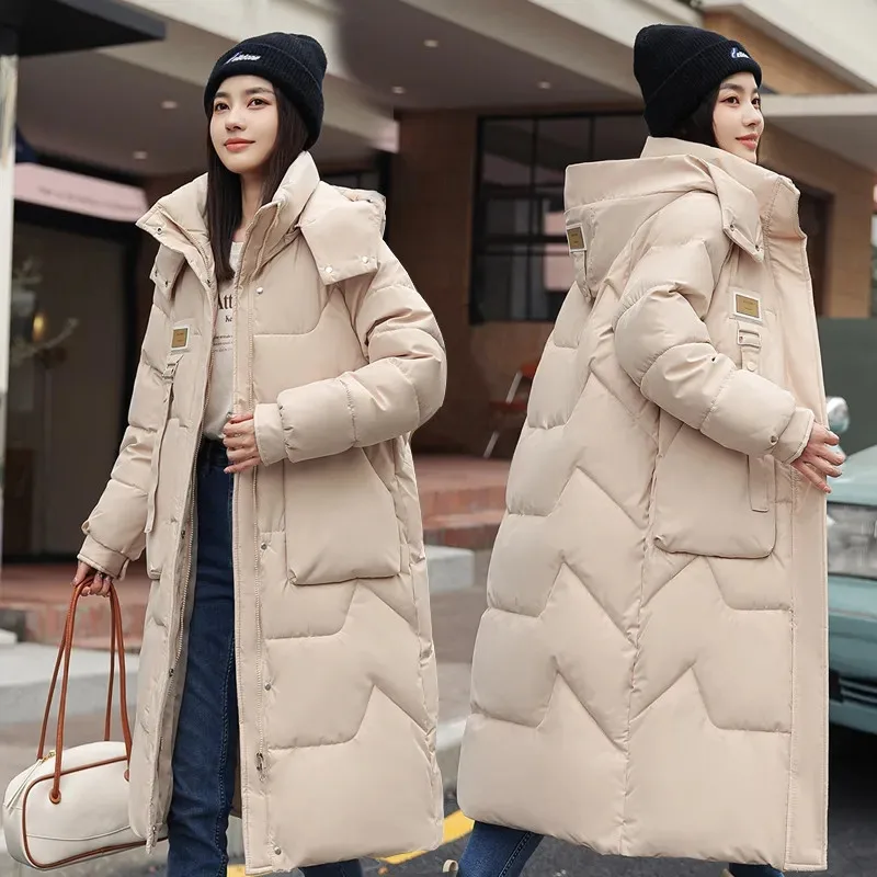 

Winter New Down Cotton Jacket Women Parkas Korean Long Thick Puffer Coat Ladies Loose Hooded Overcoat Female Warm Padded G2940