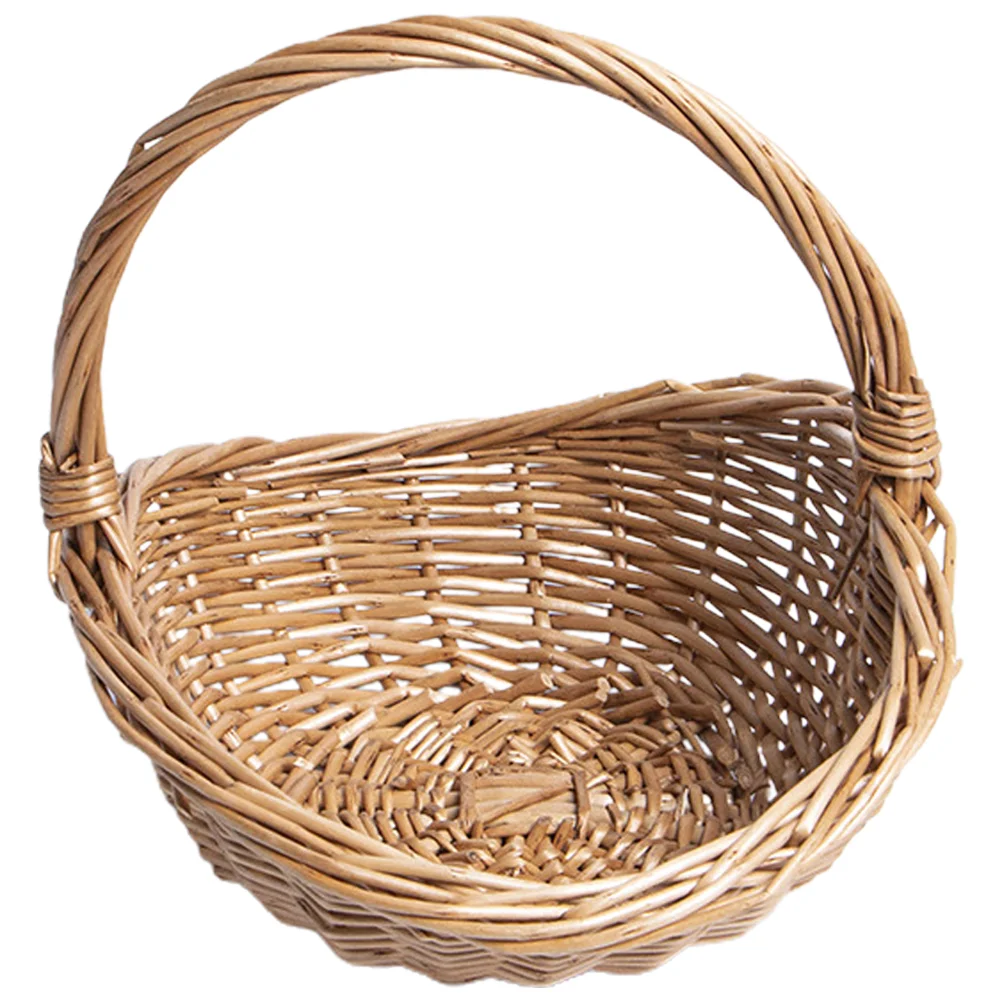 

Wicker Picnic Basket Handle Empty Gift Basket Fill Open Top Market Harvest Baskets Garden Fruit Candy Wine Egg Gathering