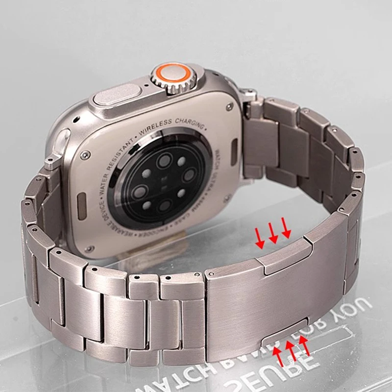 Tali jam tangan Titanium asli untuk Apple Watch Ultra 49mm lampu