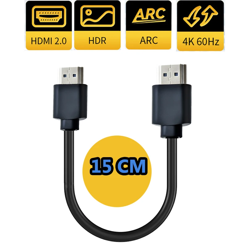 HDMI Cable Ultra Short 2.0 4K 60Hz 15CM 4K HDR HDMI Cable with Arc/CEC/Dolvision supported for Yandex TV Apple TV Box PC HDTV