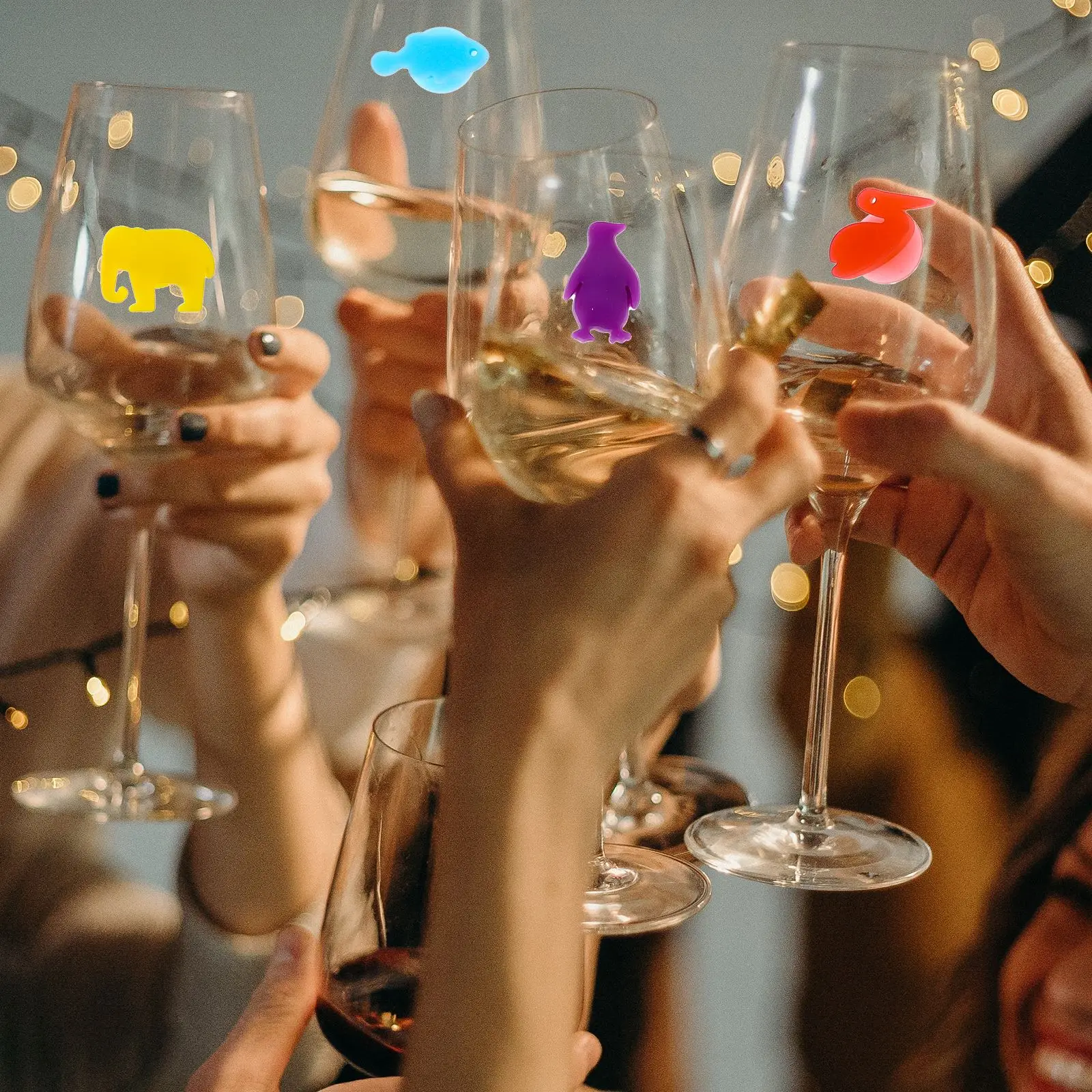 24pcs Silicone Wine Glass Markers Sea Animals Land Animals Wine Identifier Drinking Cup Sign Funny Tag Signs For Party Barware
