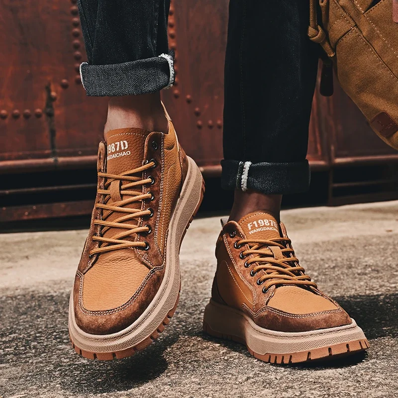 Stylish Versatile Men's Vulcanized Shoes 2023 Autumn Winter New Lightweight Breathable Platform Men Shoes Zapatillas De Deporte