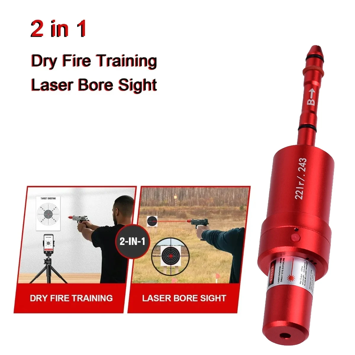 22LR 40S&W 30-30 .25 .27 7mm 6.5mm 177 7.62 300win 12GA 45ACP 223rem 9mm Laser Training Bullet Bore Sight Dry Fire Laser