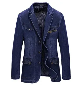 High Quality Men Denim Outerwear ,Lapel Collar Denim Blazers, Three Buttons Jean Blazer Jacke 1