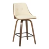 Gianna 26" Mid-Century Modern Counter Stool in Walnut with Cream Faux Leather by LumiSource - Set of 2 2