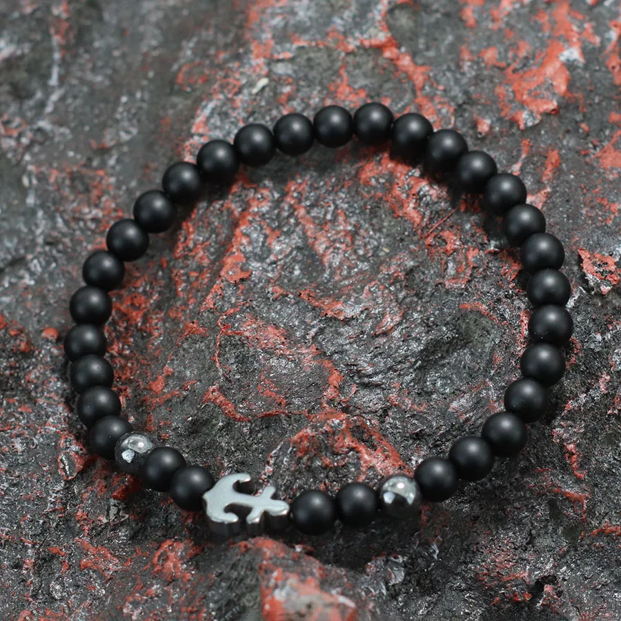 Men Black Hematite Stone Healing Bracelet Natural Tiger Eyes Lava Beads