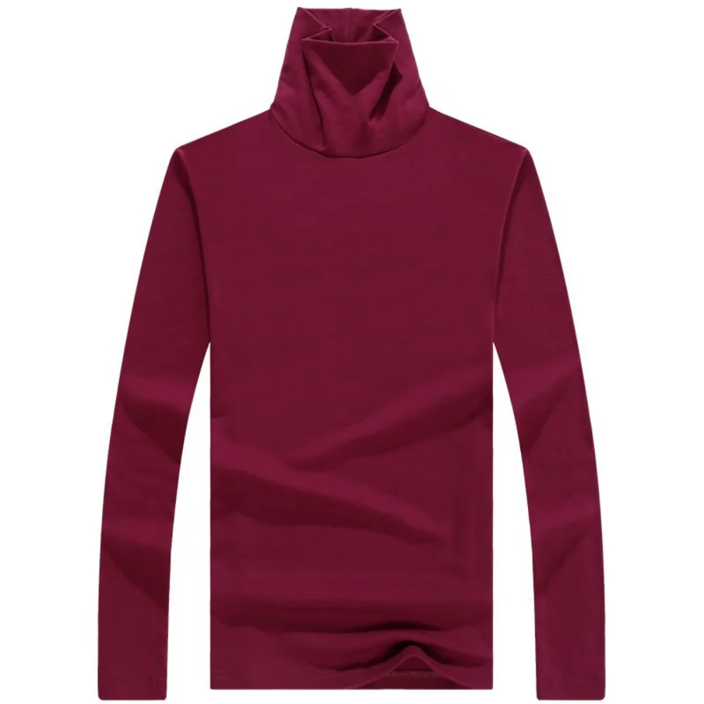 Men Long Sleeve T Shirt High Neck Smooth Turtleneck Undershirt