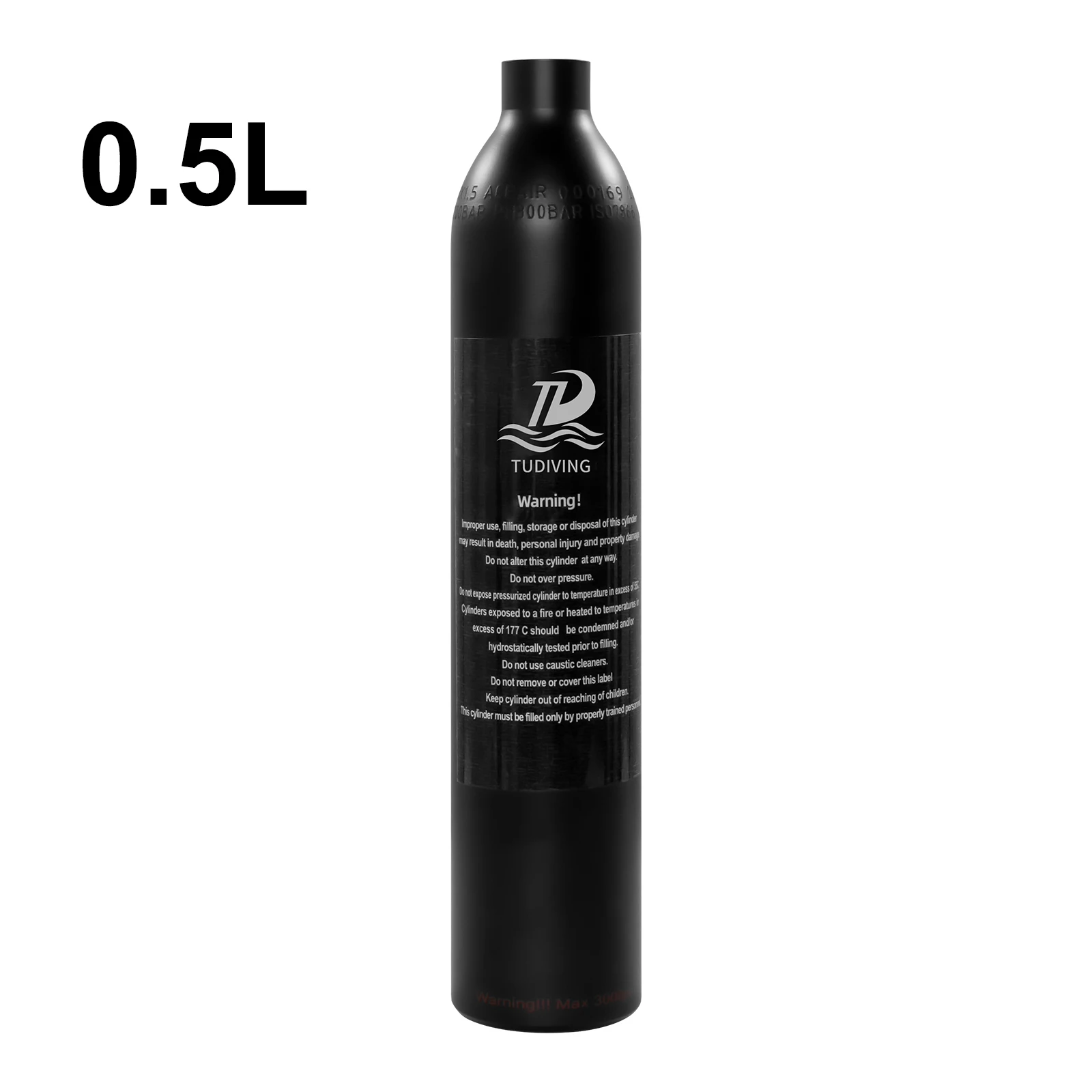 

TUDIVING-0.5L 4500Psi 300Bar Diving Aluminum Cylinder 500CC Scuba Diving Air Tank HPA Bottle 5/8"-18UNF,M18*1.5 Thread