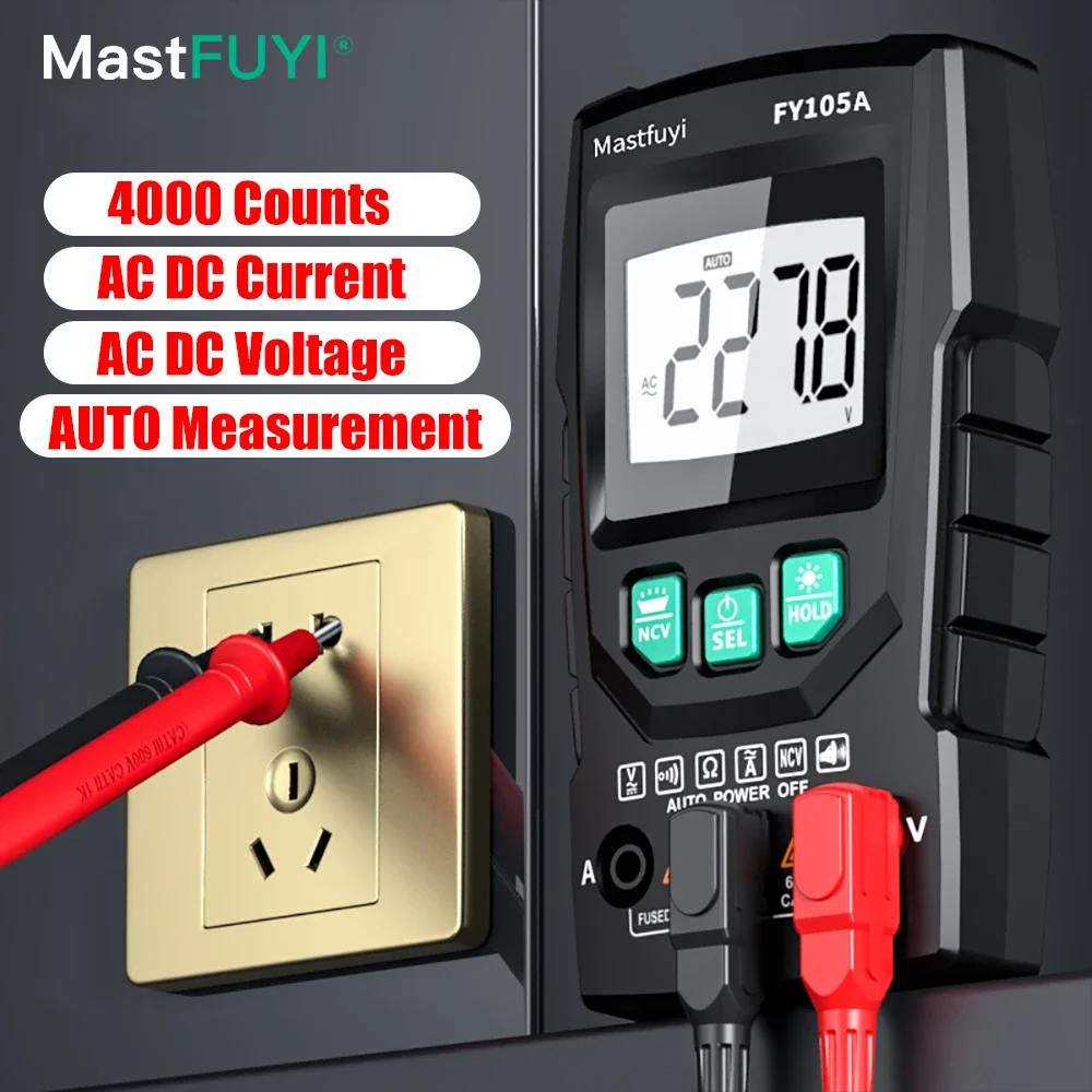 Mastfuyi Multimetro Digitale Ac/Dc Transistor Tester Elettrico Ncv Test Meter Profesional Analogico Auto Range Smart Multimetro