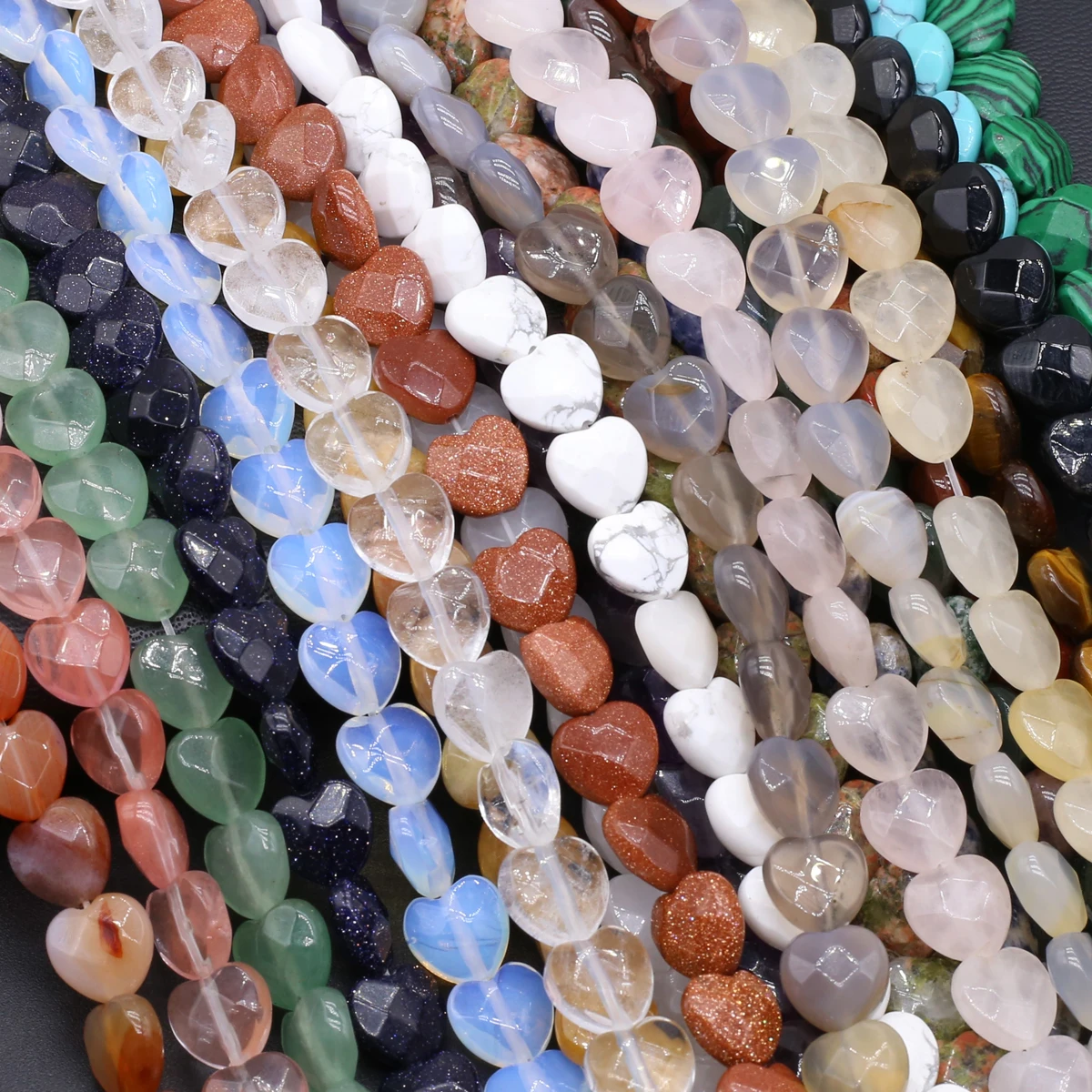 

Natural Stone Beads Faceted Heart Gemstone Spacing Isolation Loose Beaded for Jewelry Making DIY Necklaces Bracelet Accessories